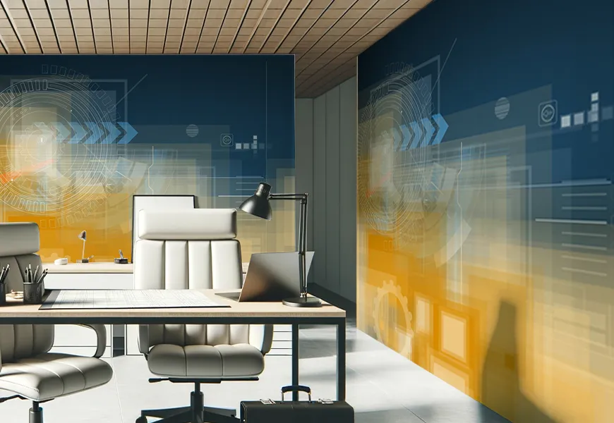پوستر دیواری سه بعدی دفتر مهندسی نماد قدرت مجازی